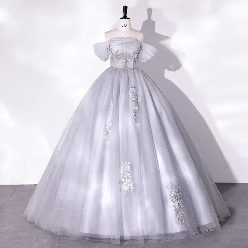 Elegant Off-The-Shoulder Tutu Skirt 2026 Birthday Party Vocal Arts Exam Piano Performance Catwalk Show Wedding Dress