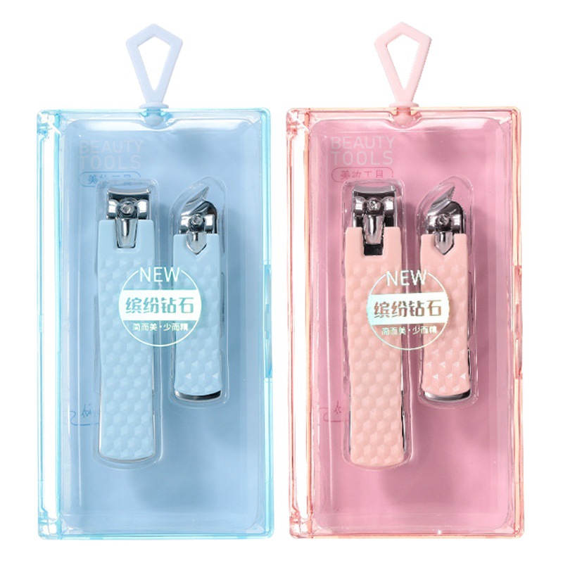 LMLTOP pequeño cortaúñas juego de 2 piezas cortaúñas oblicuas planas juego de herramientas de manicura SY541
