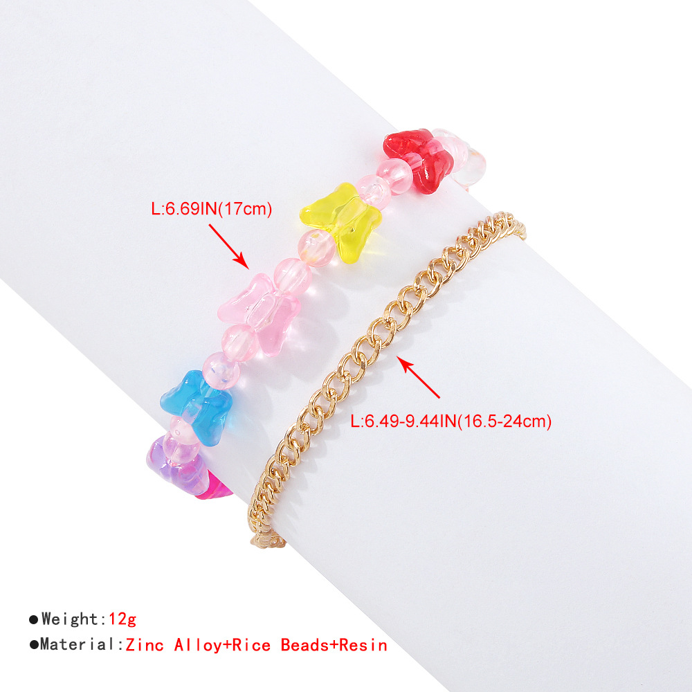 Candy Color Resin Butterfly Heart-shaped Beaded Bracelet Set Wholesale Nihaojewelry display picture 15