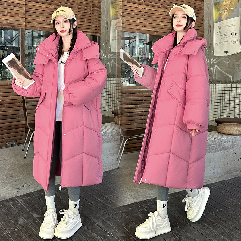 俄罗斯连帽过膝长款大被子棉服女冬新款时尚加厚宽松保暖棉衣外套|undefined