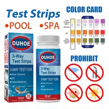 OUHOE 三合一PH試 紙泳池水質總鹼度硬度水池清潔水酸鹼度測試條