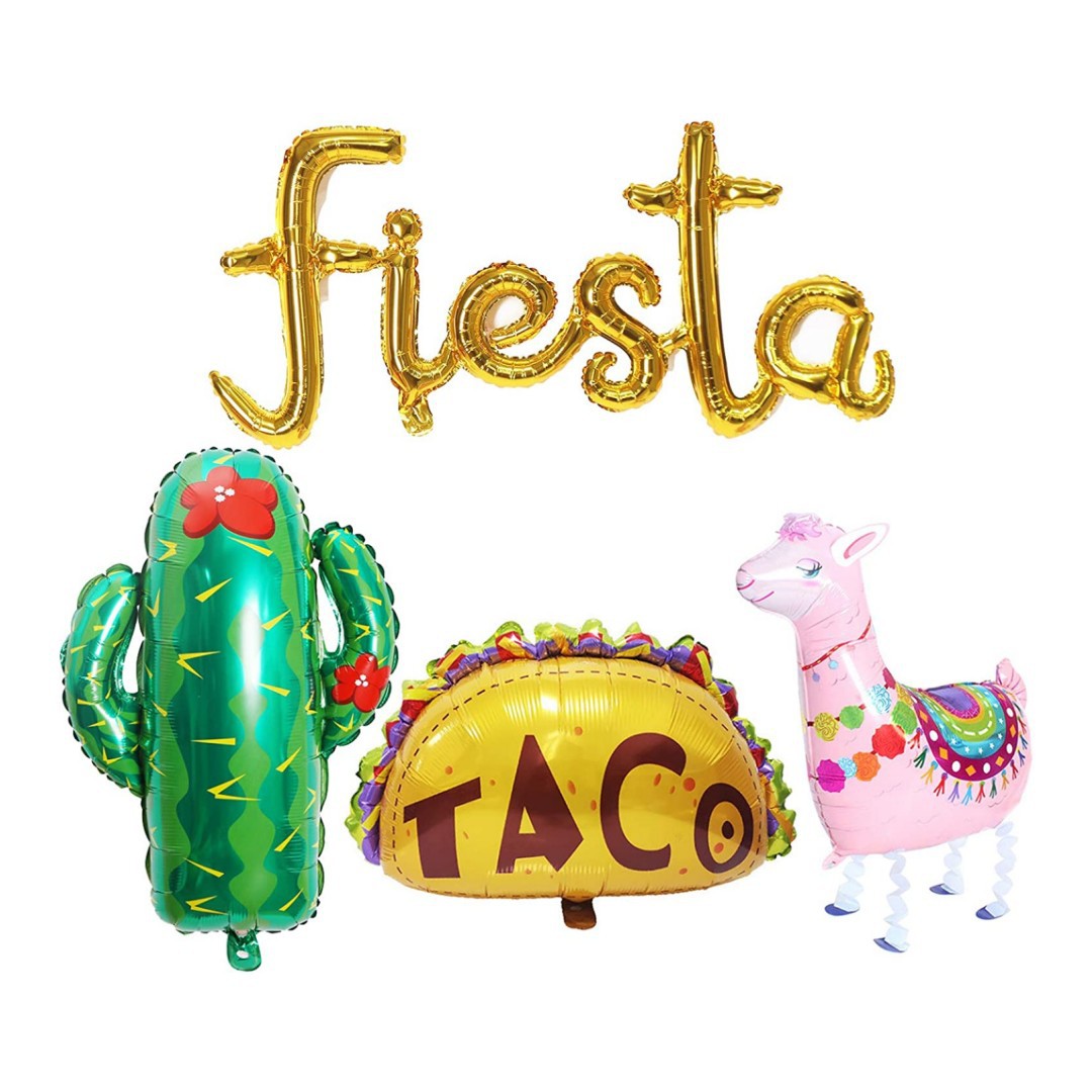 fiesta墨西哥卷饼仙人掌羊驼铝箔气球组合节日派对装饰跨境热卖