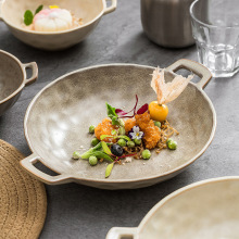 造器2024新款日式双耳菜盘家用烤盘高颜值西餐牛排盘陶瓷创意盘子