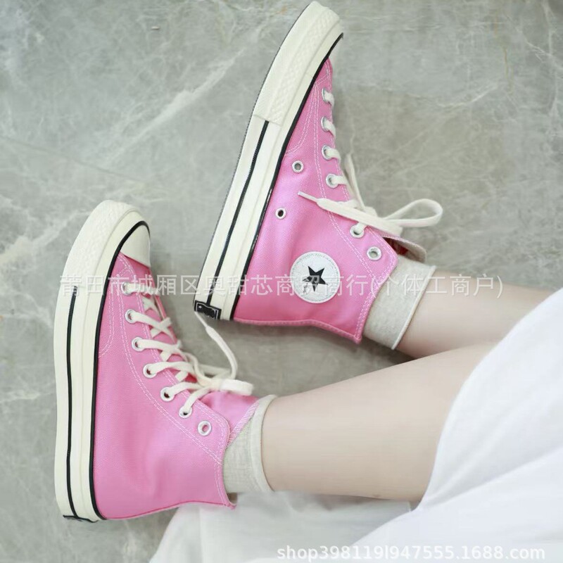 Putian 1970S Barbie Pink Rose Pink Canvas Shoes Campus Classic Spring and Summer Unisex Versatile Student Sneakers Putian 1970S Barbie Pink Rose Pink Canvas Shoes Campus Classic Spring and Summer Unisex Versatile Student Sneakers