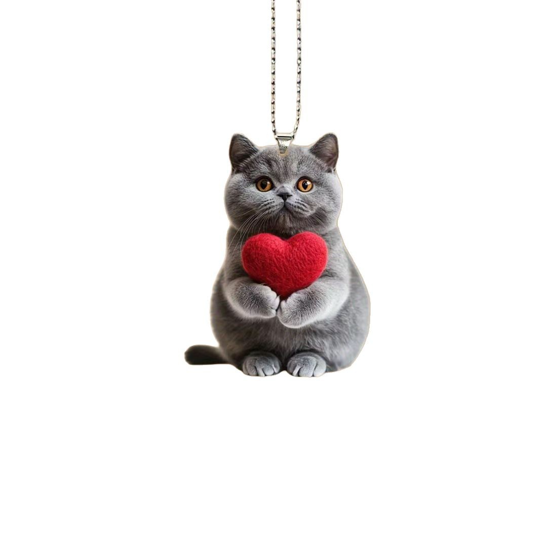 Nuevo colgante plano de acrílico transfronterizo, colgante de coche de amor de gato azul, colgante de amor de mochila, colgante de llavero