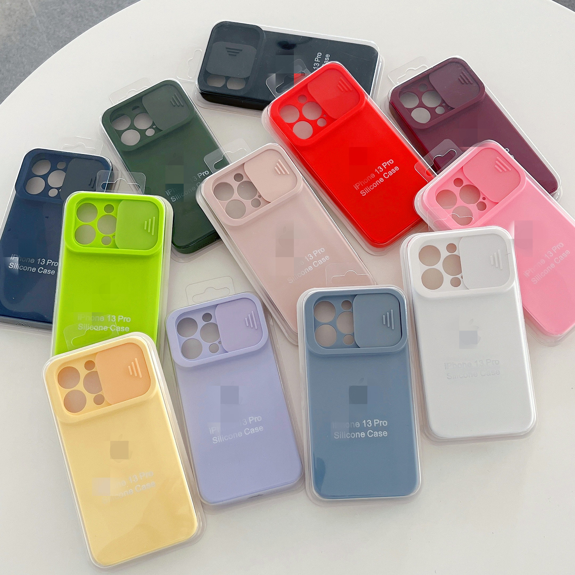 apply iPhone13 Liquid state silica gel box-packed Mobile phone shell new pattern Apple 12 Pushing window skin feeling 11 Sliding protective sleeve