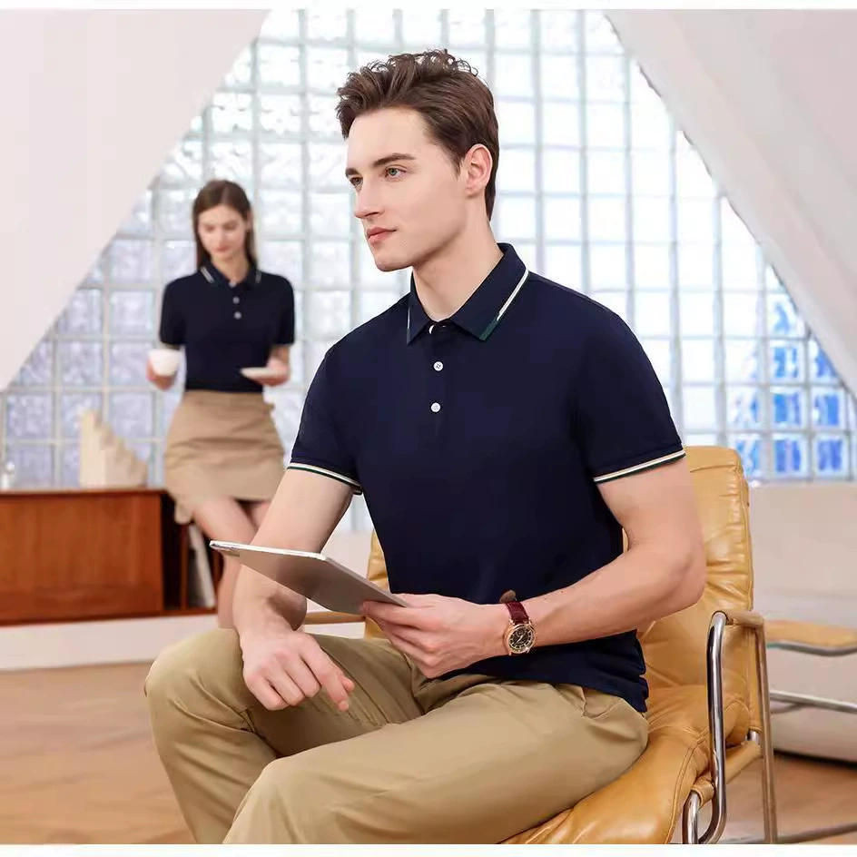 200 г 40-нитевая двойная пряжа, хлопок, воротник в тон, короткий рукав, поло, рабочая одежда с нанесенным логотипом