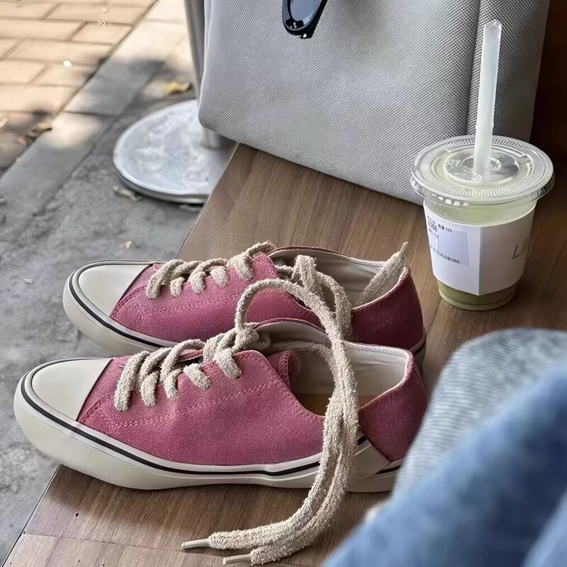 Dopamine Suede Casual Sneakers for Women 2026 Summer New Thick-Soled Lace-Up Versatile Comfortable Canvas Trainers Dopamine Suede Casual Sneakers for Women 2026 Summer New Thick-Soled Lace-Up Versatile Comfortable Canvas Trainers