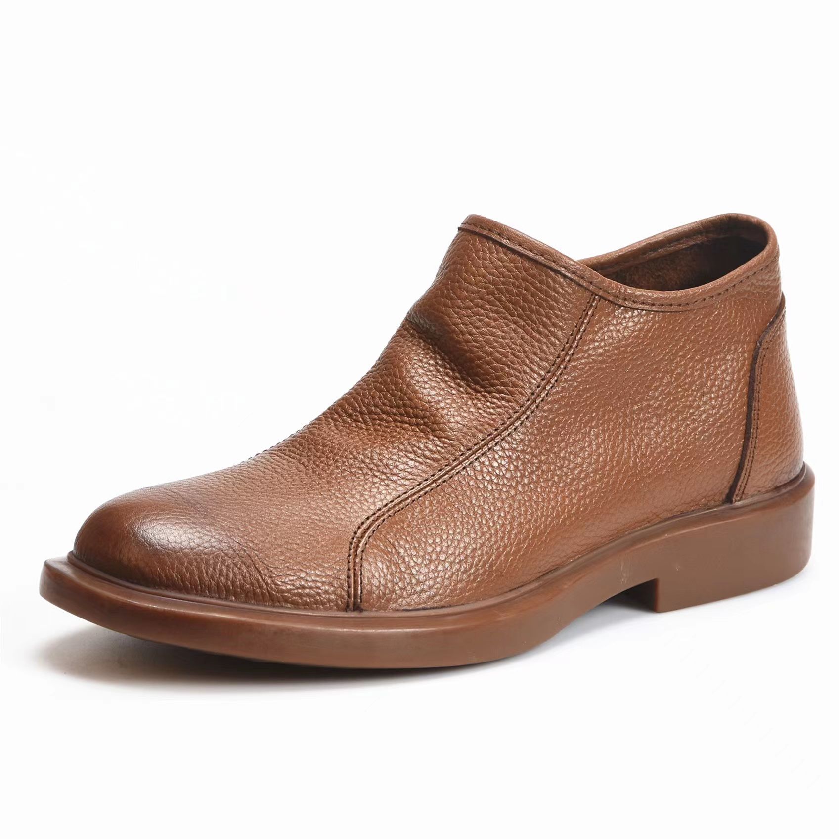 Chelsea botas de cuero para hombres, botas de cuero casuales de cuero de una sola capa, botas de cuero suaves transpirables para hombres, venta caliente