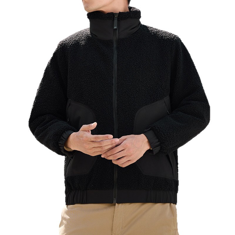 2025 otoño y invierno moda de hombre dos lados chaqueta de cordero chaqueta corta de estilo coreano de cuello grueso herramienta casual chaqueta
