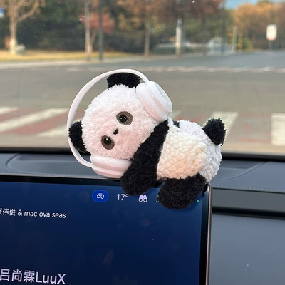 Car ornaments, Cartoon Dolls, Car Center - headphone-crossbody-bag-with-panda-clip-doll