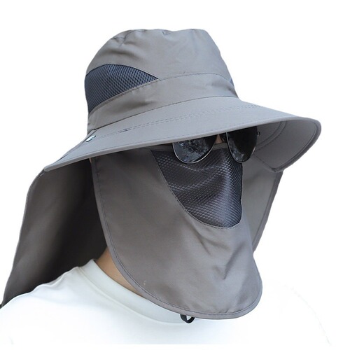 Summer men's sunshade hat outdoor mountain climbing wide-brimmed quick-dry face-protecting neck scarf hat fisherman fishing hat