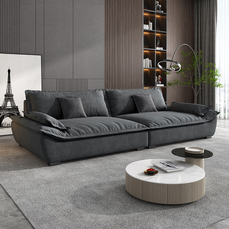 Tecnología paño abajo sofá Villa dormitorio Salón Italiano minimalista esqueleto látex gran fila recta vela barco tela sofá