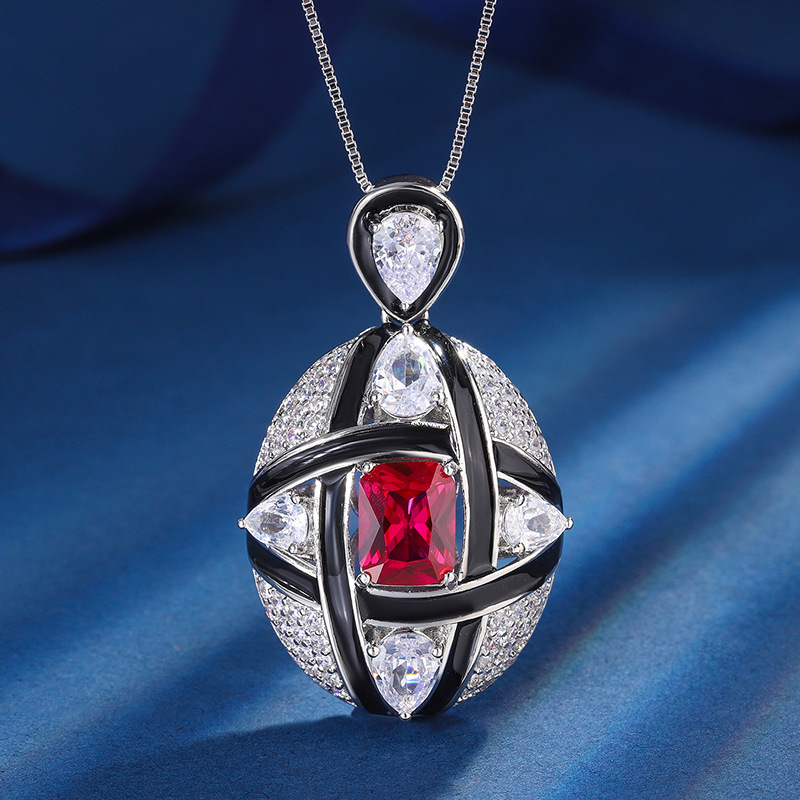 Zhuang Sheng joyas fondo de cobre chapado en oro Esmeralda artificial rojo de acero Jade Luz de lujo industria pesada traje colgante anillo 7*9