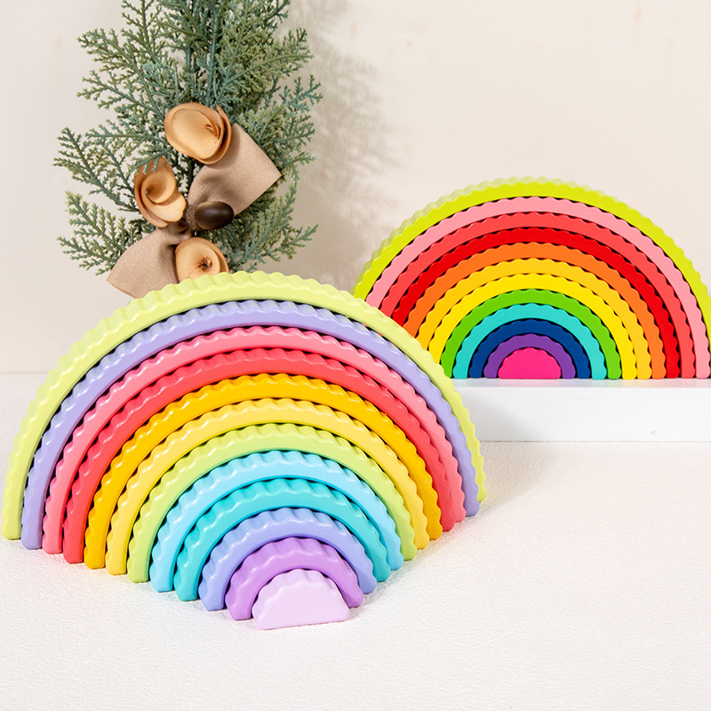 Ins arco iris grandes bloques ensamblados libremente jardín de infantes nuevos juguetes de puzzle para niños DIY adornos creativos de madera