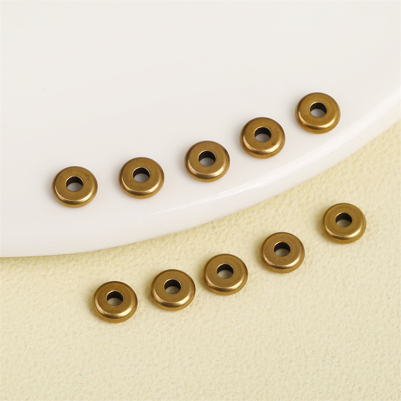 Bronze Plain Pieces Retro Round Spacer DIY Handmade Beaded Color-preserving Spacer Bead Wheel Pieces Gossy Beaded Bracelet Bronze Plain Pieces Retro Round Spacer DIY Handmade Beaded Color-preserving Spacer Bead Wheel Pieces Gossy Beaded Bracelet