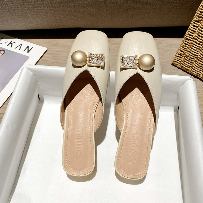Baotou Sandals and Slippers for Women's Outer Wear 2025 Summer New Style Internet Celebrity Baotou Half Slippers for Women Ins Trendy Women's Mueller Shoes
