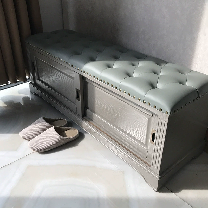 Скамейка для переобувания из цельного дерева для домашнего входа, многофункциональный шкаф для обуви с раздвижной дверью, шкаф для переобувания с табуретом, легкий роскошный прихожий.