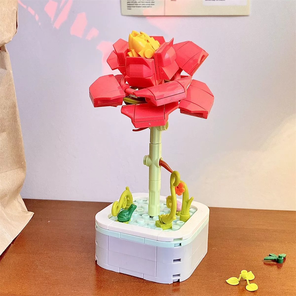 Конструктор (Diamond Horse) букет из кубиков DIY, миниатюрные цветы, подарок на день рождения
