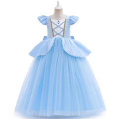 Women's Cinderella Princess Costume Dress, Fitted Bodice, Puffed Skirt, Net Dress for Kids