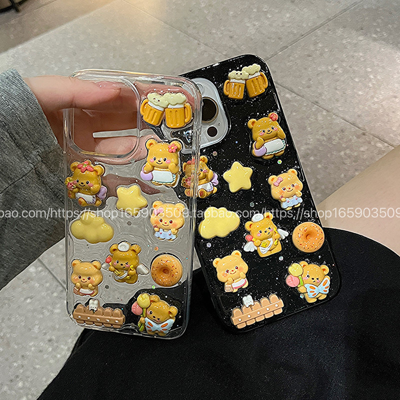 可爱立体黄油小熊适用17promax16ro手机壳壳防摔15promax14/13