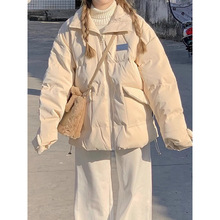 白鸭绒小个子羽绒服女冬季2023年新款pu皮加厚设计感百搭保暖外套