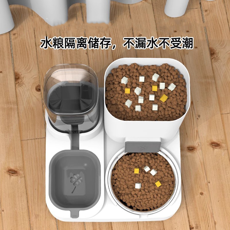 Automatic Cat Food Feeder with Water Dispenser Double Bowl Pet Water Circulation Cat Dish Dog Dish Eco-Friendly Plastic_voghion.com