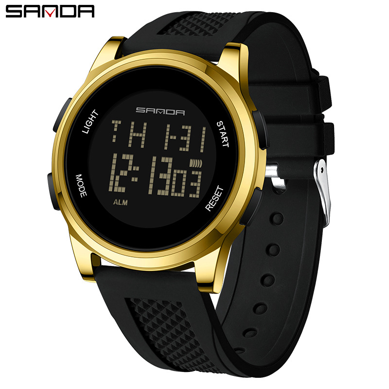 Sanda electronic watch, male student fashion trend watch, leisure sports luminous waterproof alarm clock electronic watch