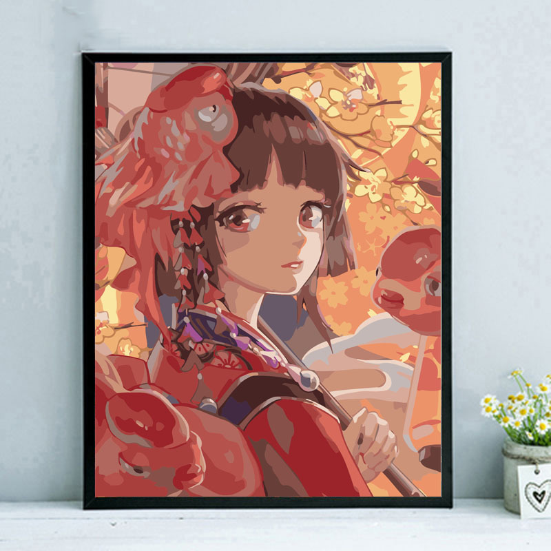 Digital Oil Painting diy Cartoon Animation Onmyoji Hand-filled Hand-painted Coloring Decompression Oil Paint Decorative Painting God Music