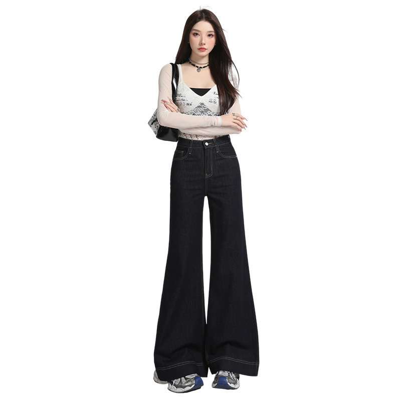 微喇牛仔裤女2025年秋冬新款小个子高腰弹力阔腿显瘦马蹄喇叭裤子|undefined