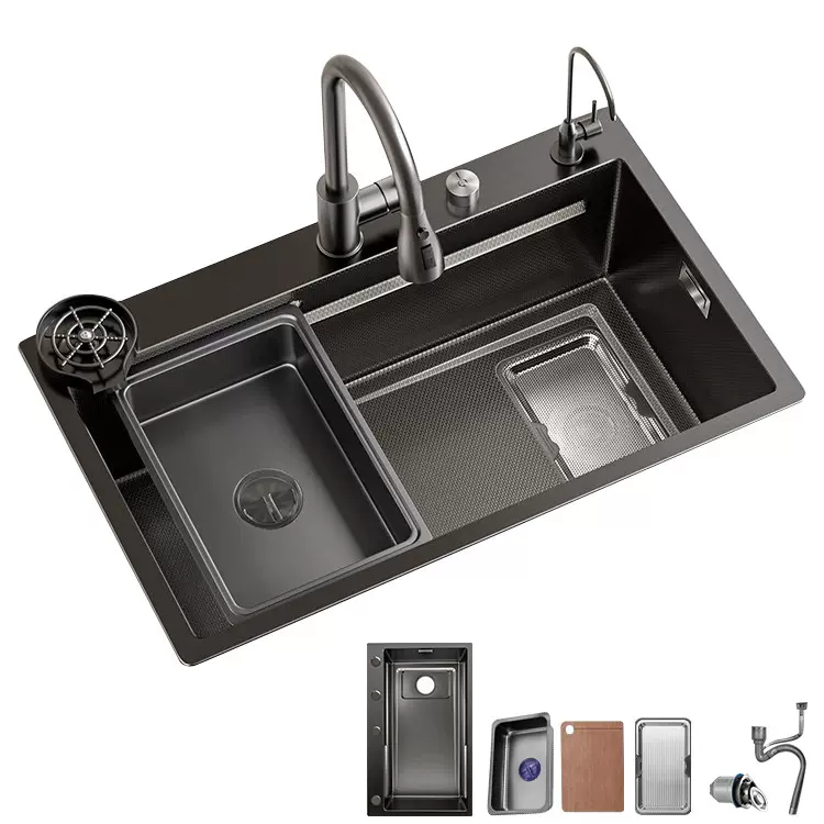 厨房加厚双重集渣水槽大单槽304不锈钢厨房家用洗菜盆洗碗池水池