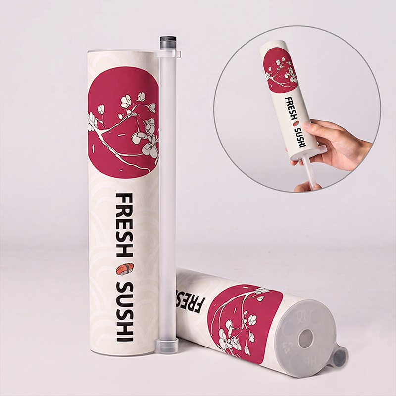 Tubo de Papel para Sushi con Capa de Aluminio Desgarrable Empujable para Envase de Comida Japonesa image 3