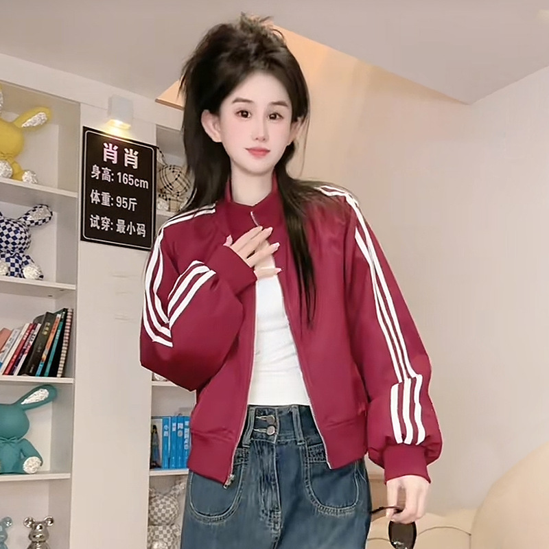 韩系休闲宽松立领夹克短外套女2025年秋季新款宽松小个子百搭上衣|undefined
