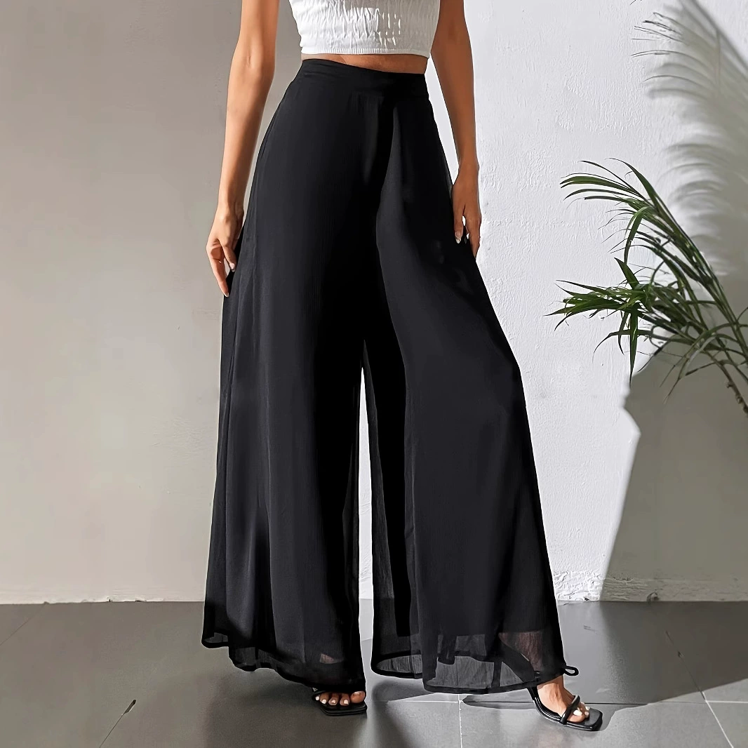 2025 Трансграничная независимая станция Temu Europa Europa AliExpress Amazon повседневные шифоновые широкие брюки свободные брюки