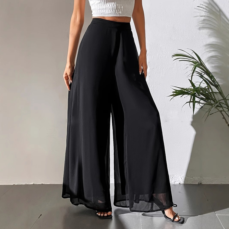 2025 Cross-border Independent Station Temu European and American AliExpress Amazon Leisure Chiffon Wide Leg Pants Loose Pants 2025 Cross-border Independent Station Temu European and American AliExpress Amazon Leisure Chiffon Wide Leg Pants Loose Pants