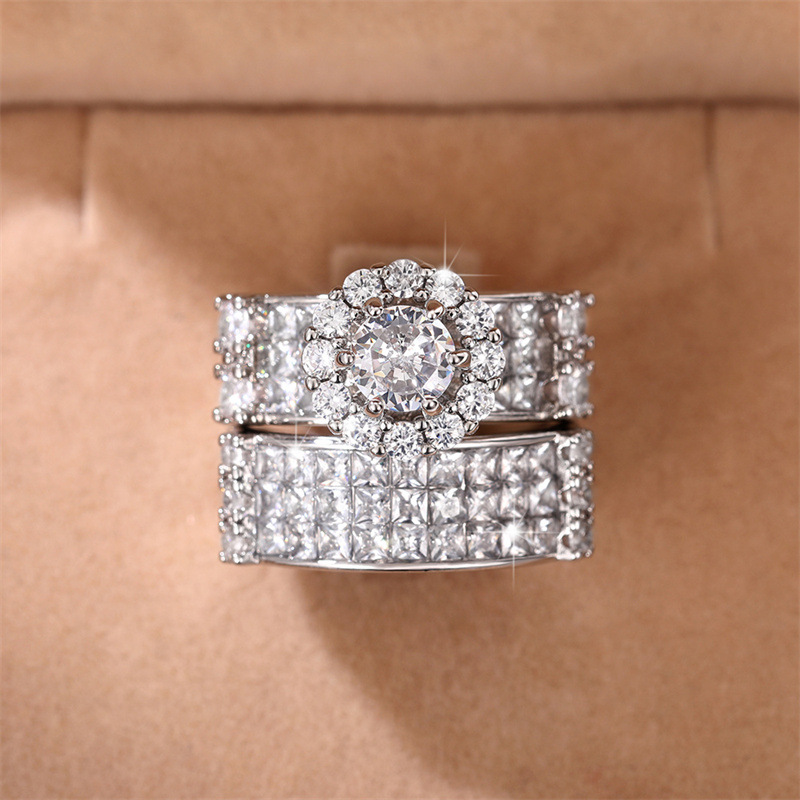 Rings Classification Luxurious Shiny Flower Copper Inlay Zircon Rings