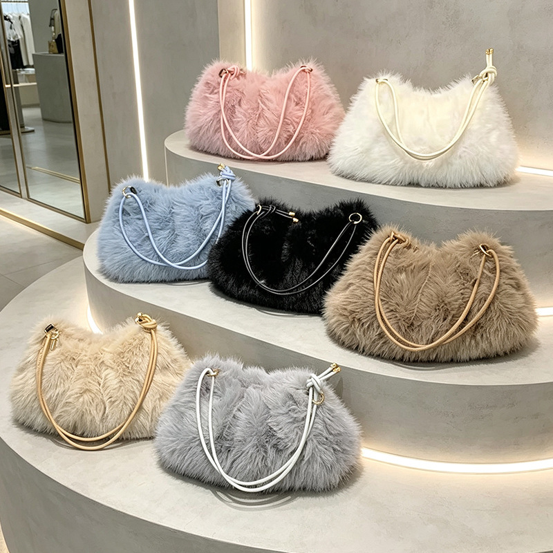 2026 Autumn and Winter New Style Plush Shoulder Bag for Women, Fashionable Furry Underarm Bag, Soft and Cute Cloud Bag, Hand-Held Crossbody Bag 2026 Autumn and Winter New Style Plush Shoulder Bag for Women, Fashionable Furry Underarm Bag, Soft and Cute Cloud Bag, Hand-Held Crossbody Bag