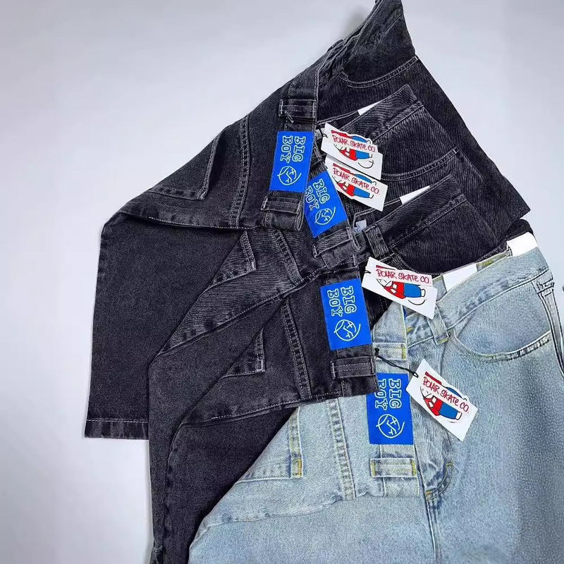 Streetwear Y2K Big Boy Jeans Hip Hop Cartoon Graphic Embroidered Loose Jeans High Waist Wide Leg Pants