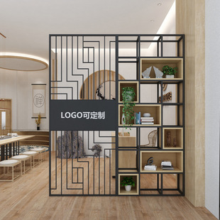 Nordic Iron Screen Partition Industrial Style Restaurant Decoration Storage Rack Office Hollow Floor Bookshelf Partition Wall