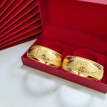 婚庆结婚手镯黄铜镀金开口福喜龙凤镯子 仿黄金新娘婚庆饰品批发