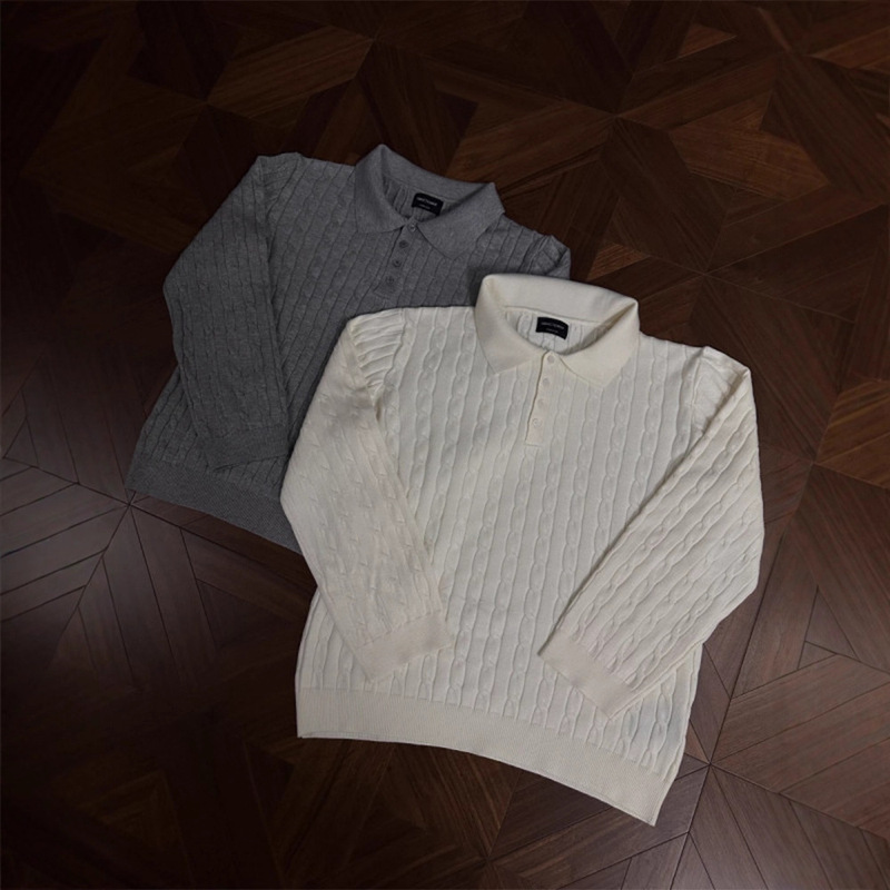 New Aristocratic Old Money Style Cable Knit Polo Collar Sweater Men's Autumn American Retro Knitwear Cleanfit Base Shirt New Aristocratic Old Money Style Cable Knit Polo Collar Sweater Men's Autumn American Retro Knitwear Cleanfit Base Shirt
