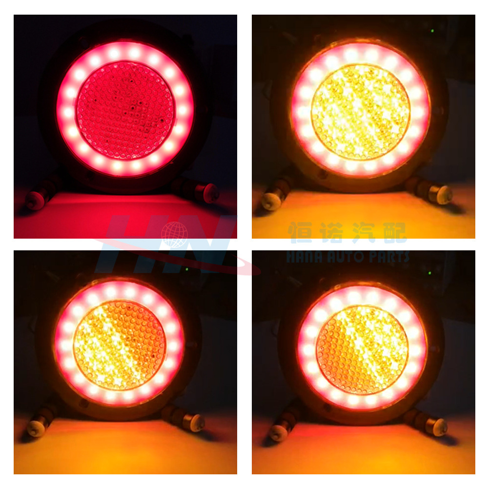 Nueva luz redonda 24V camión doble color redondo camión ligero LED luz redonda remolque nueva luz redonda