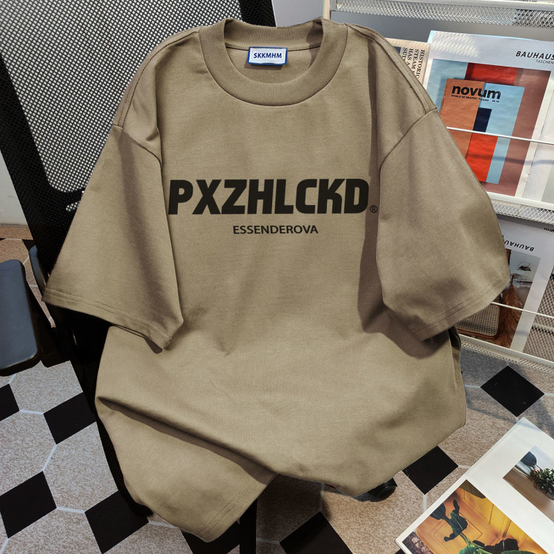 綿 100% 韓国スタイルのシンプルなレタープリントネイビーブルー半袖 Tシャツ女性の夏のルーズミッドレングストップスイン|undefined