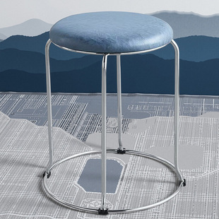 Wholesale Soft-Covered Steel Stools, Stackable Household Round Stools, Simple Low Stools, Side Tables, Iron Stools, Thickened Stool Sets, Dining Room Stools