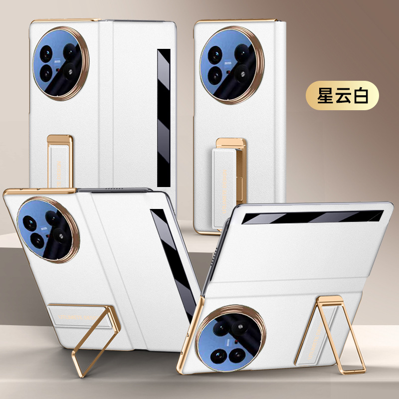 适用VIVOXFold5手机壳电镀翻盖旋转支架折叠屏皮套防摔金边磁吸套|undefined
