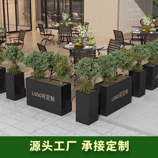 Outdoor wrought iron metal flower box street rectangular flower pot sales office square flower bed stainless steel flower trough little red book