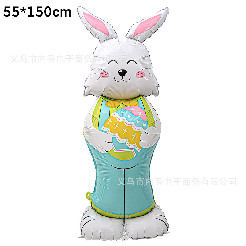 Pascua globo tridimensional base de pie globo de aluminio gran conejo huevo forma tema decoración