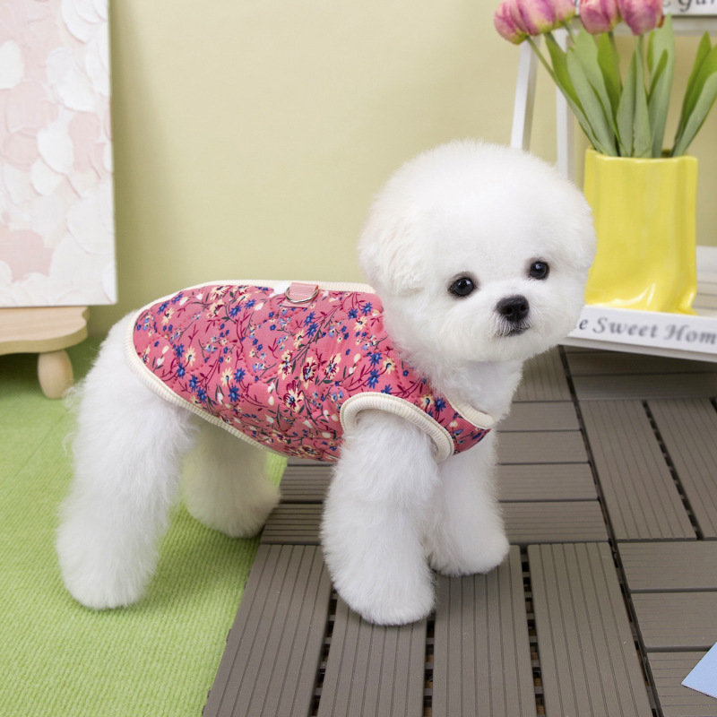 宠物服装小型犬狗衣服猫咪秋冬保暖舒适新款批发25碎花棉背心|undefined