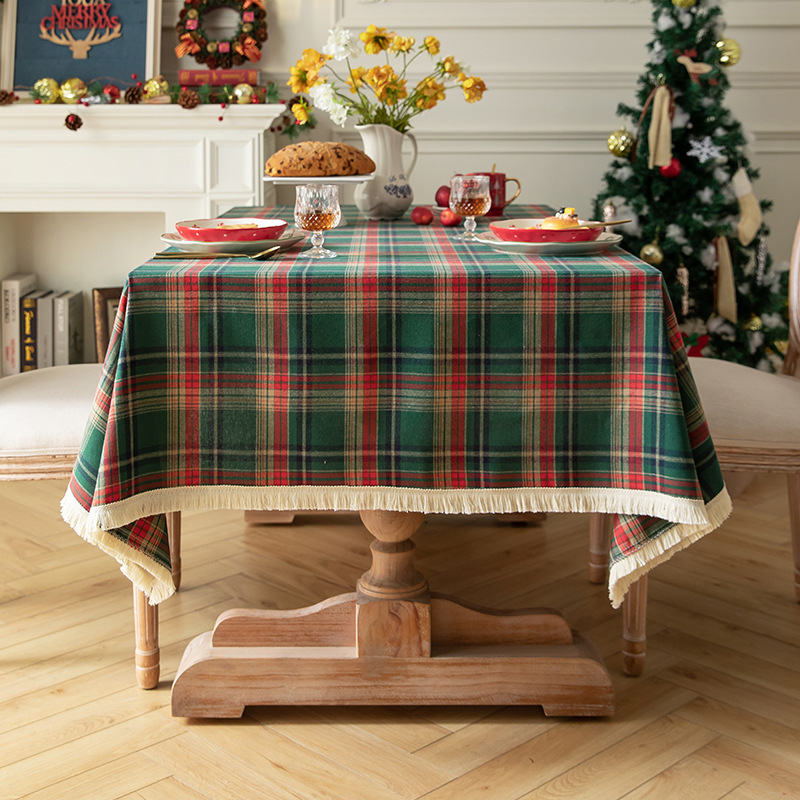 cross-border american retro plaid fabrics tablecloth british classic red and green plaid table cloth party decorative cloth coffee table cloth