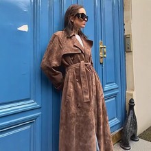 2025新款秋冬女装复古麂皮绒大衣欧美跨境时尚气质双排扣大衣